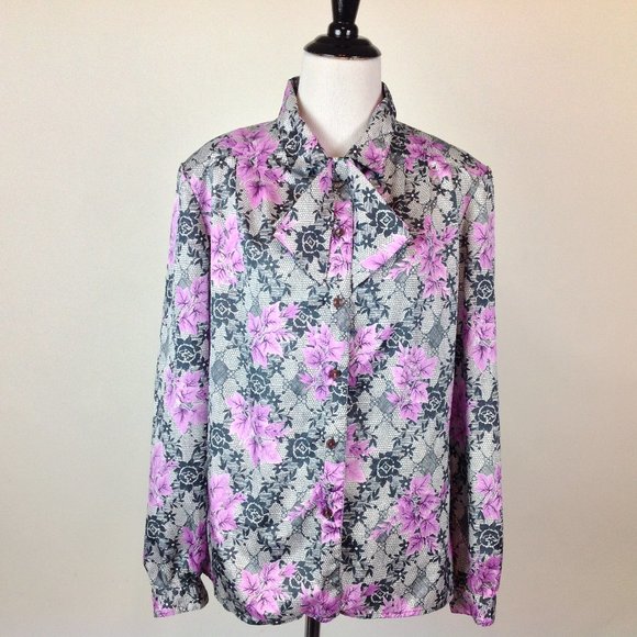 Pykettes Tops - Vintage Pykettes Top Womens Medium Floral Lavender